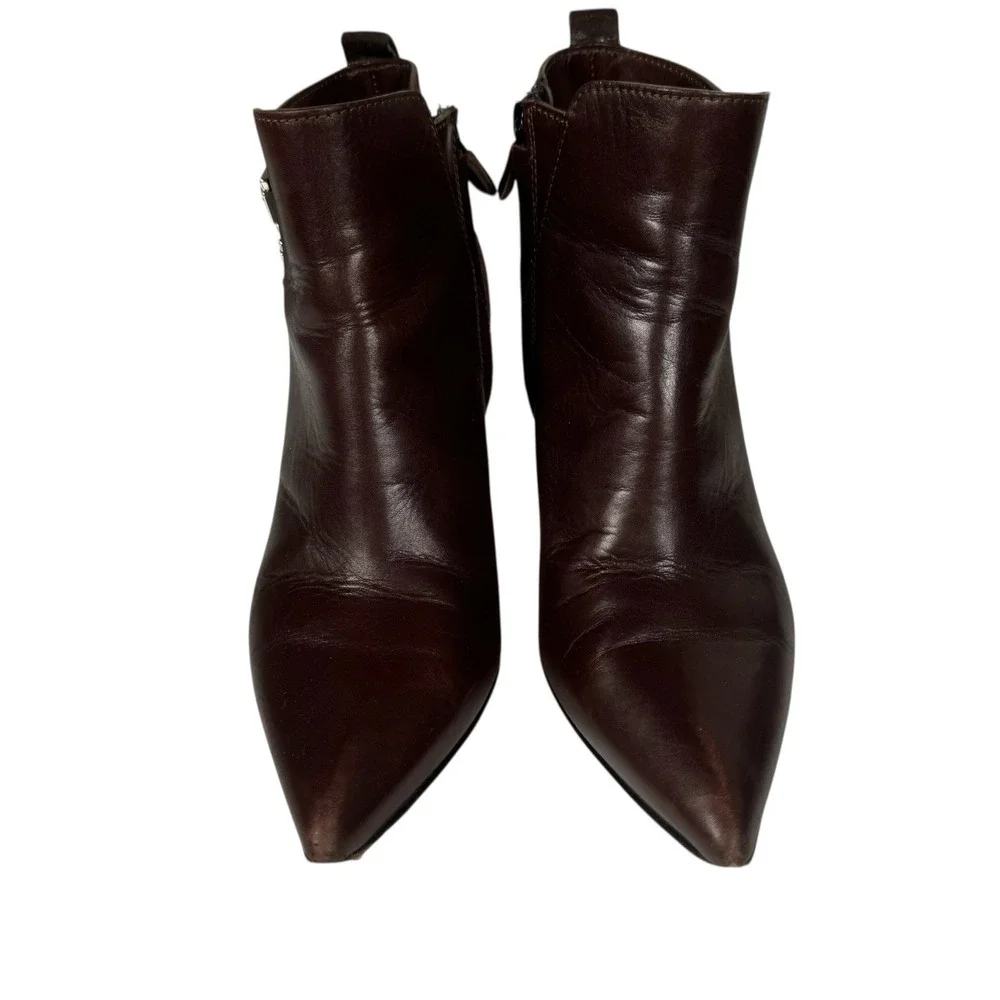 Costume National Womens Sz 37 EUR Brown‎ Leather Zip Buckle Ankle Boots Booties